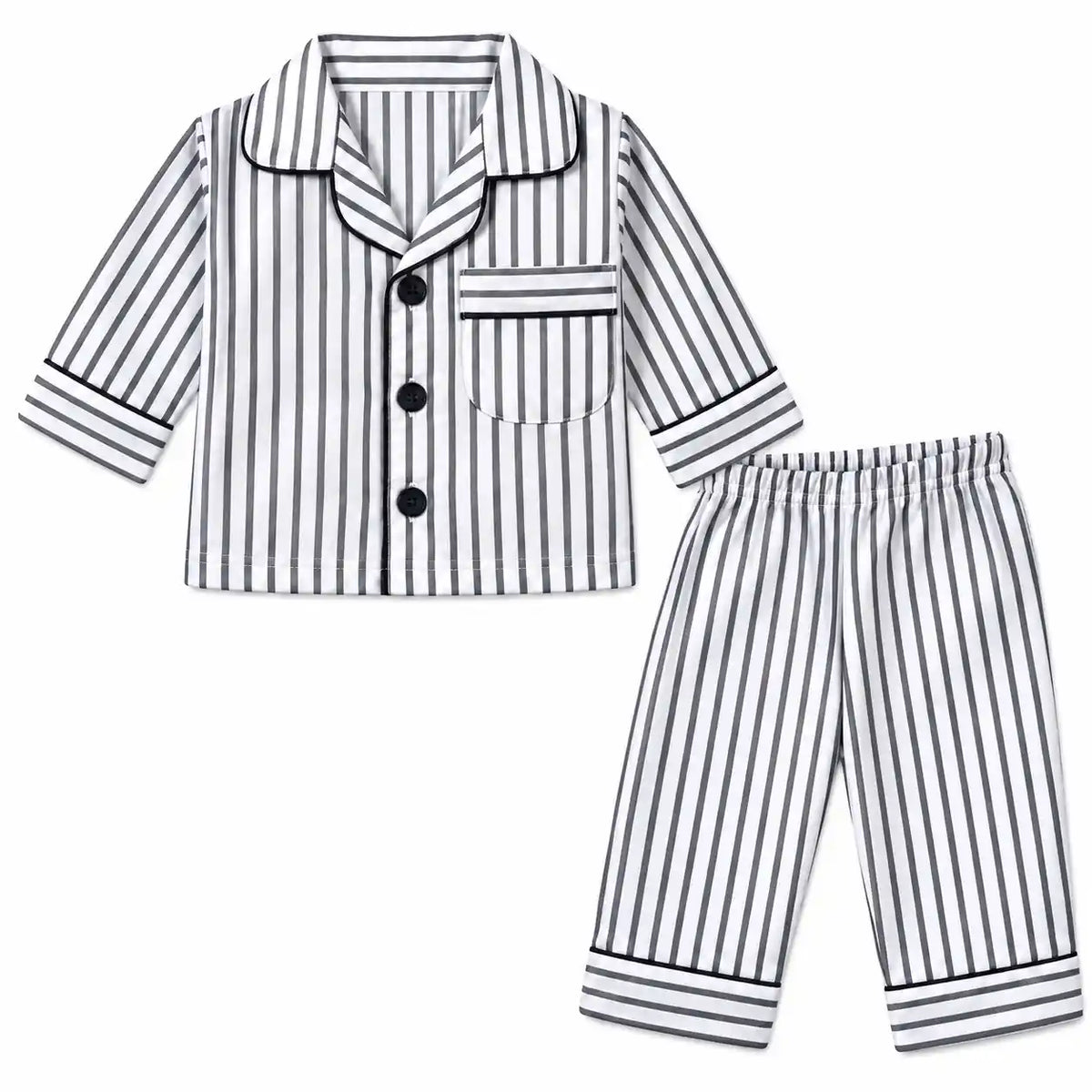 Baby Contrast Striped Night Suit Shirt and Pajama Set