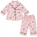 Baby Pink Striped Printed Night Suit Shirt and Pajama Set