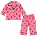 Baby Girls Pink Printed Night Suit Shirt and Pajama Set