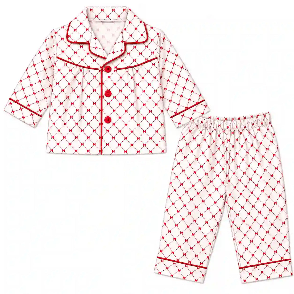 Baby Girls Diamond Print Night Suit Shirt and Pajama Set
