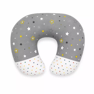 Grey star baby nursing and feeding support pillow with U-shaped design