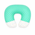 Green polka dot baby nursing and feeding support pillow with U-shaped design