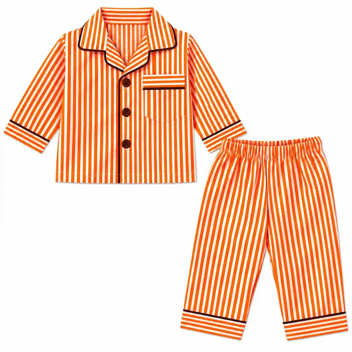 Baby Vertical Stripe Night Suit Shirt and Pajama Set