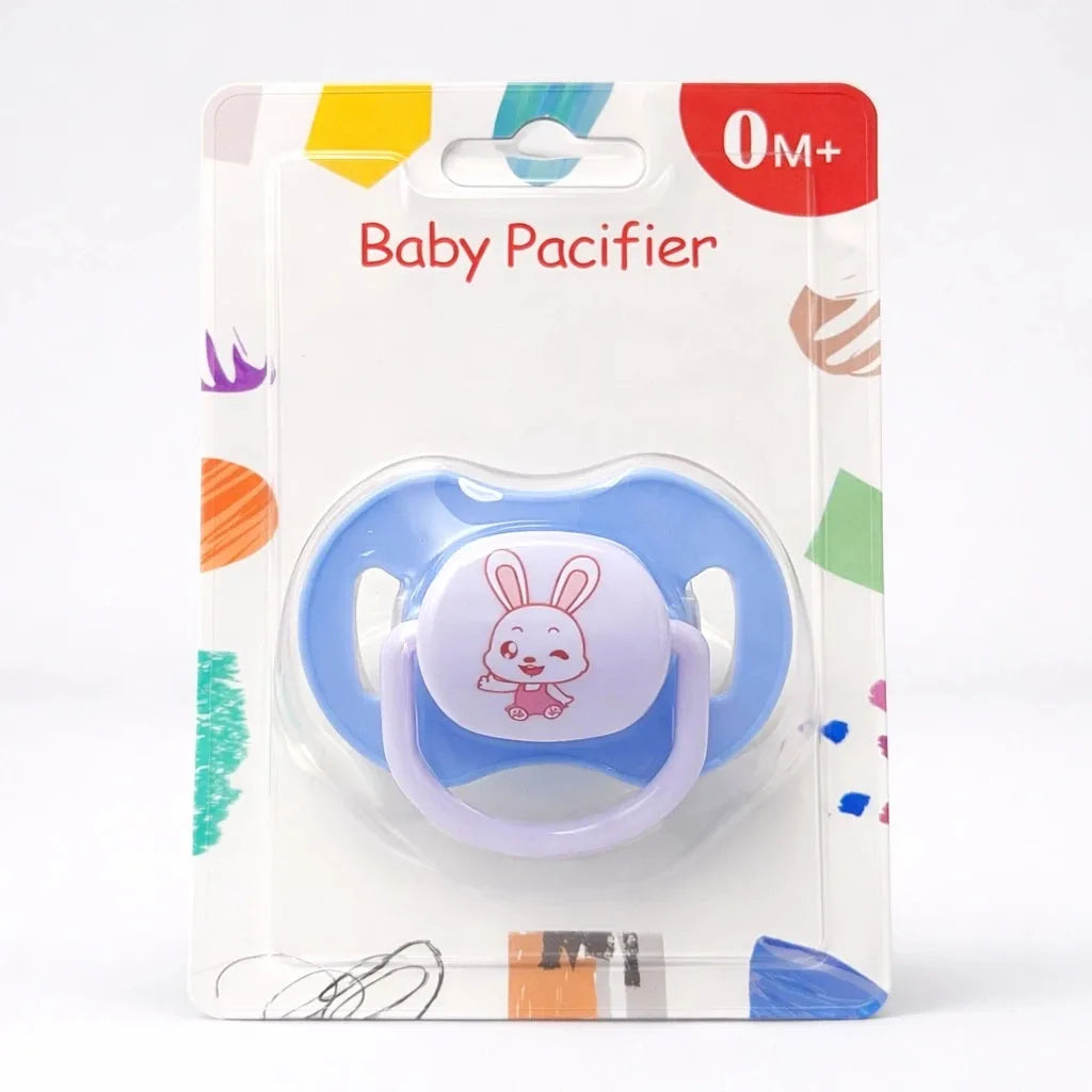 Blue Baby Pacifier 0M Plus with Soft Nipple and Cute Cartoon Design for Newborns