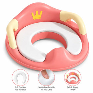 Baby potty training seat with soft cushion and handles – Pink