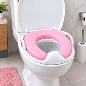 Pink Soft Cushion Baby Potty Training Seat fitted on toilet