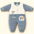 Baby Velvet Quilted Winter Romper Grey and Cream in Pakistan