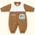 Baby Velvet Quilted Winter Romper Brown and White in Pakistan