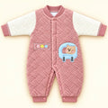 Baby Velvet Quilted Winter Romper Pink and White in Pakistan