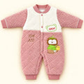 Pink and White Baby Quilted Winter Romper with Cute Character Design