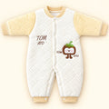 Yellow and White Baby Quilted Winter Romper with Cute Character Design