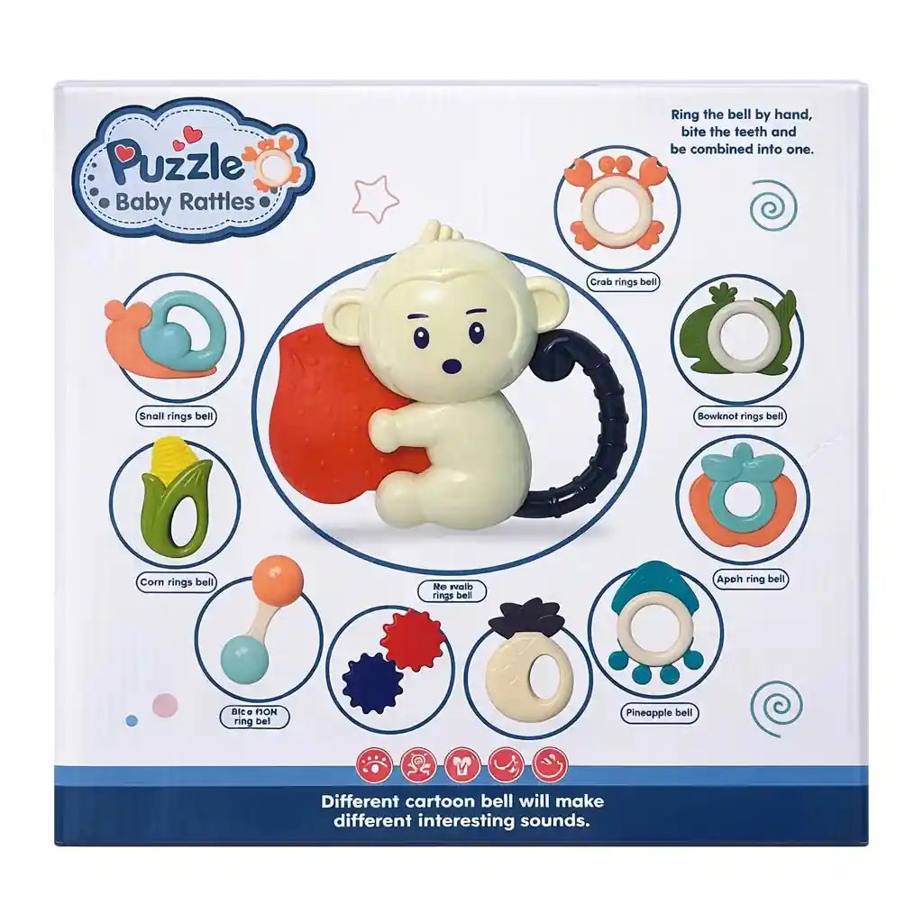 10-Piece Baby Rattle Toy Set with Teethers & Sound Toys for Infants 3M+