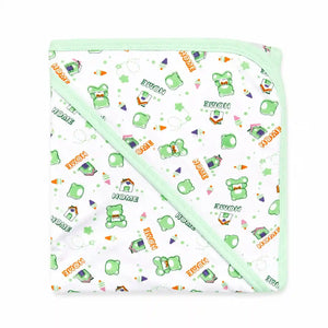 Mint green baby receiving blanket with teddy home print