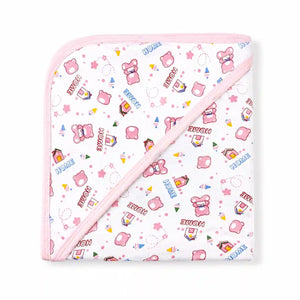 Pink baby receiving blanket with teddy home print