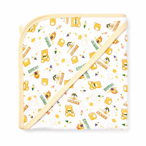 Yellow baby receiving blanket with teddy home print