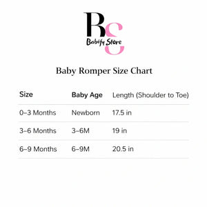 Baby Romper Suit Size Chart for Infants from 0 to 9 Months