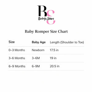 Pack of 3 Baby Romper Suit Size Chart for 0 to 9 Months