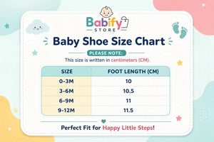 Baby shoe size chart for grey soft sole shoes from 0 to 12 months