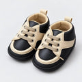 Baby Boys Black and Cream Lace-Up Prewalker Shoes Three Quarter Angle View in Pakistan