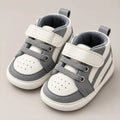 Baby Boys White and Grey Prewalker Sneakers with Velcro Strap and Decorative Laces Three Quarter View in Pakistan