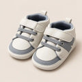Baby Boys White and Grey Velcro Strap Prewalker Shoes Three Quarter Angle View in Pakistan