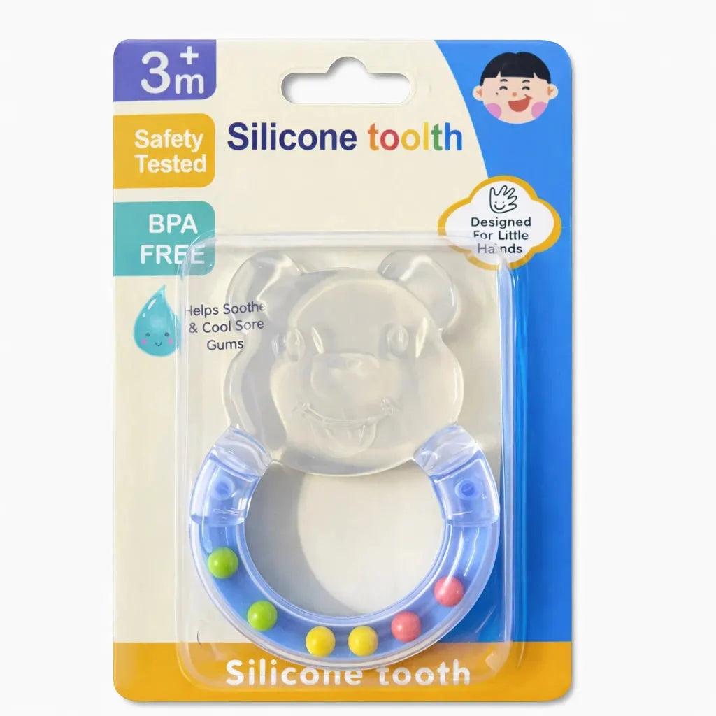 BPA Free Silicone Baby Teether Rattle with Soft Gum Massager and Colorful Beads for Babies 3 Months Plus