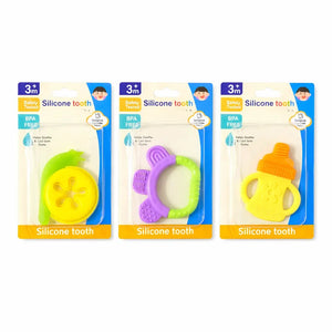 BPA Free Silicone Baby Teethers in Different Fruit Shapes with Easy Grip Design for Teething Relief