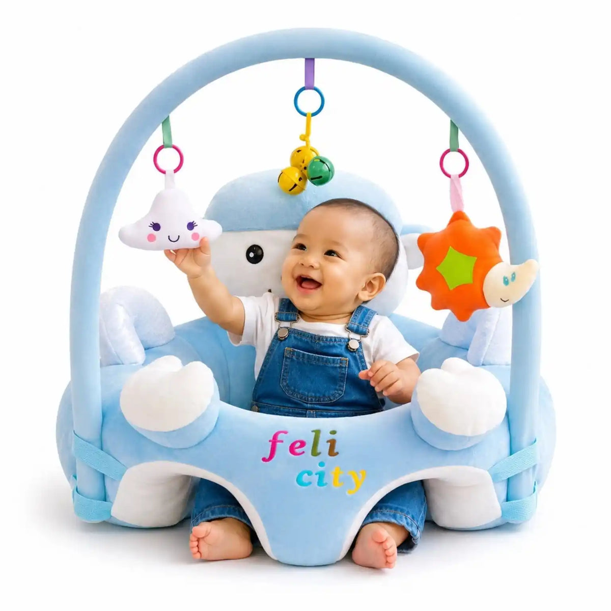Blue Rabbit Baby Learning Sit Sofa Seat with Hanging Toys for 6 Plus Months