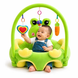 Green Animal Baby Learning Sit Sofa Seat with Hanging Toys for 6 Plus Months