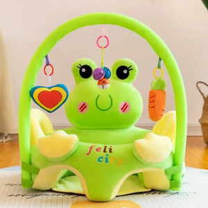 Green Animal Baby Learning Sit Sofa Seat with Hanging Toys and Back Support