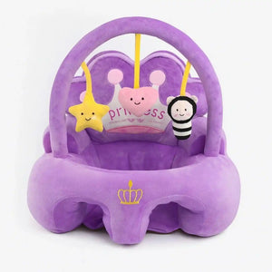 Purple Baby Learning Sit Sofa Seat with Crown Design and Hanging Toys