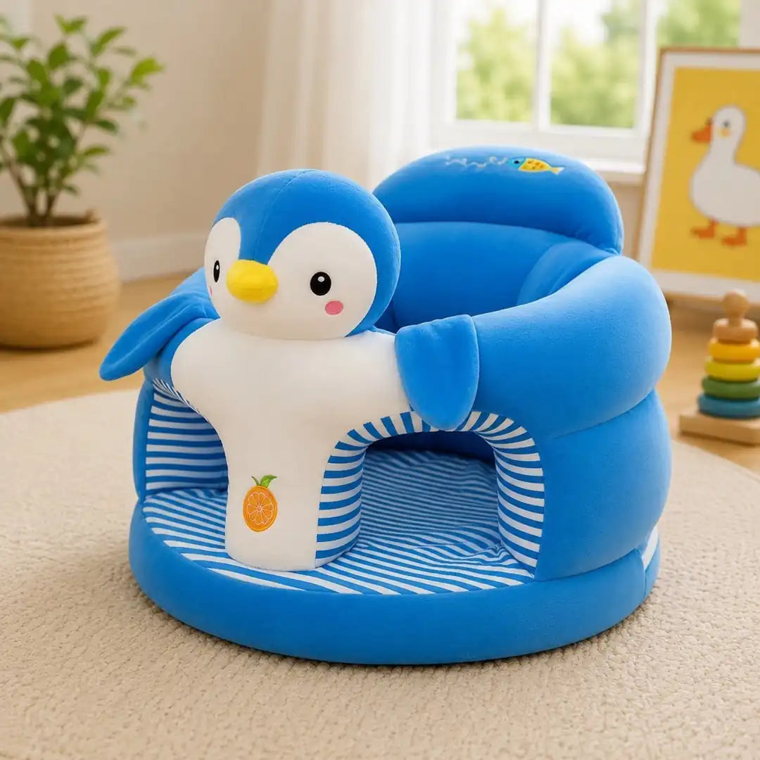 Blue penguin baby sitting support seat for infants