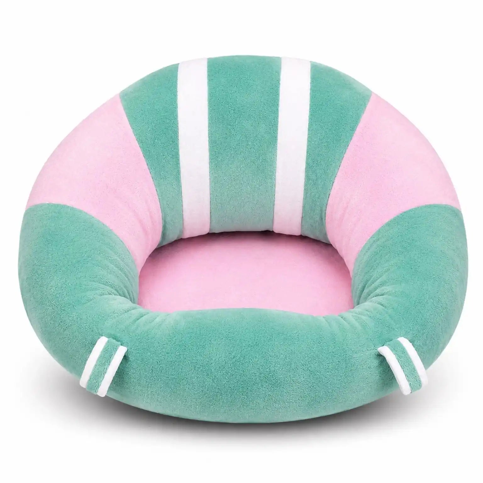 Baby Sofa Support Seat / Sitting Chair – Mint Green & Pink Plush