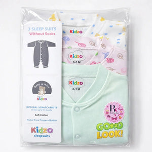 Pack of 3 Soft Cotton Baby Romper Suits for Infants