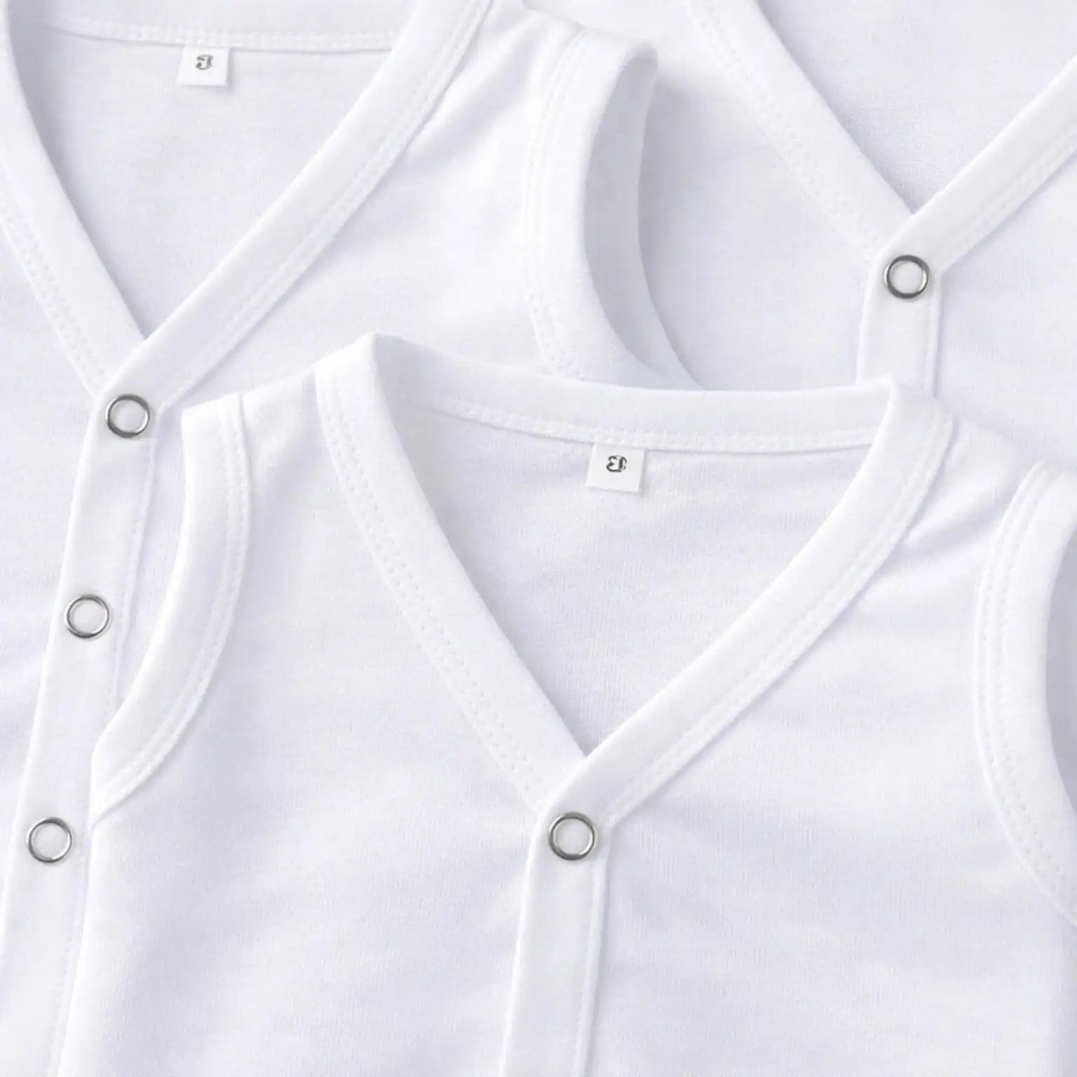 White Baby Sando Banyan with Front Snap Buttons and Soft Interlock Cotton Fabric