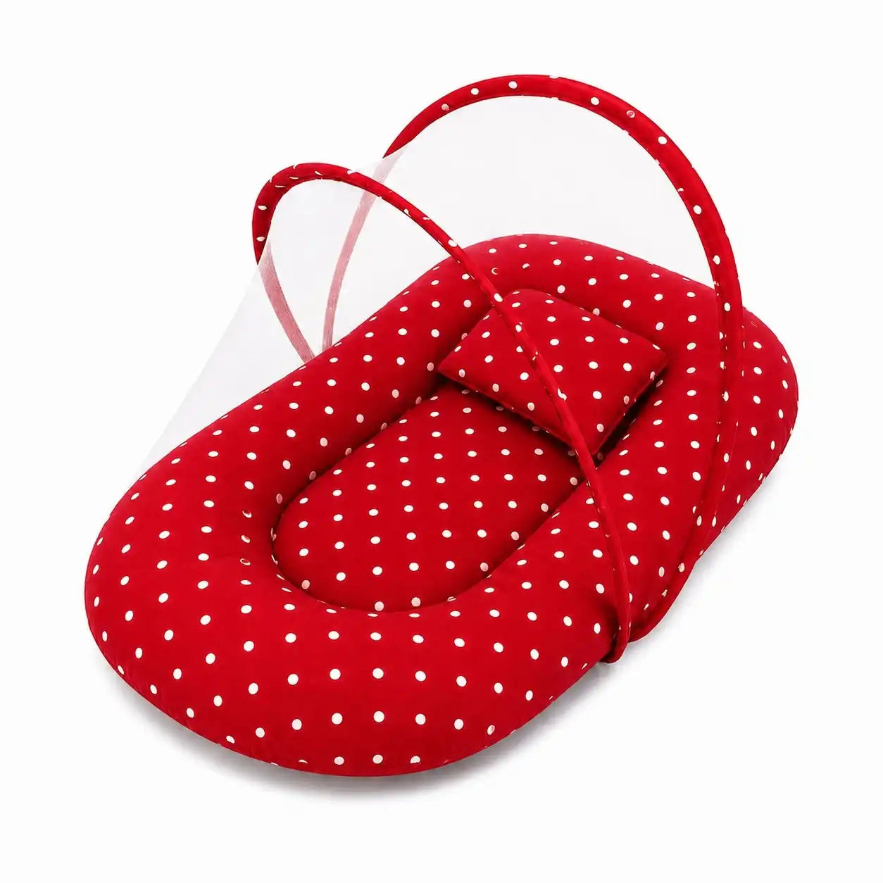 Mosquito Net Carry Nest – Red Polka Dot Design