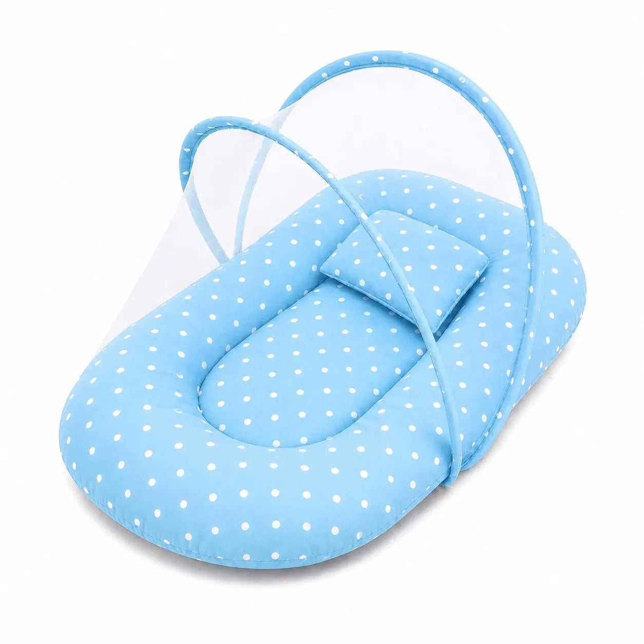 Mosquito Net Carry Nest – Sky Blue Polka Dot