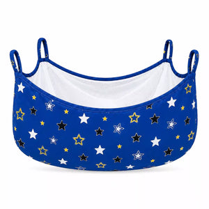 Dark blue star print baby cradle swing cloth with zipper net and four hanging loops