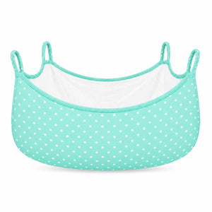 Mint green polka dot baby cradle swing cloth with zipper net and four hanging loops