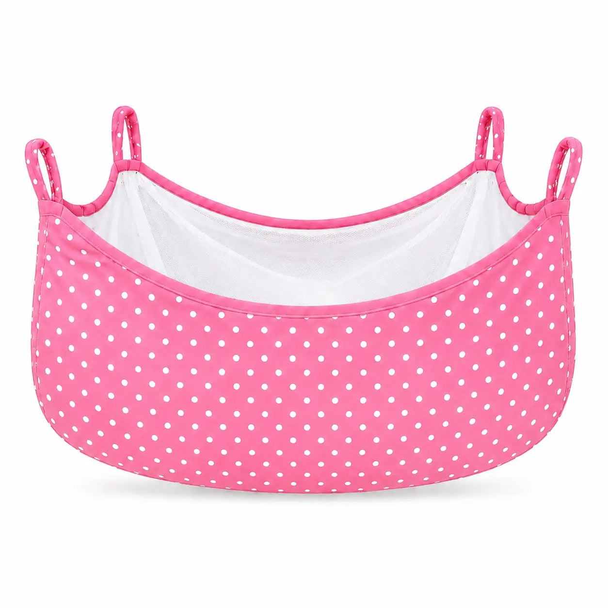 Pink polka dot baby cradle swing cloth with zipper net and four hanging loops