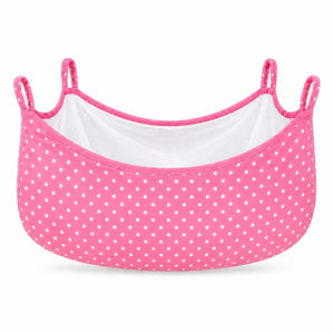 Pink polka dot baby cradle swing cloth with zipper net and four hanging loops