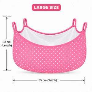 Large pink baby cradle swing cloth with net measuring 85 × 38 cm