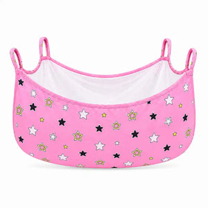 Pink star print baby cradle swing cloth with zipper net and four hanging loops