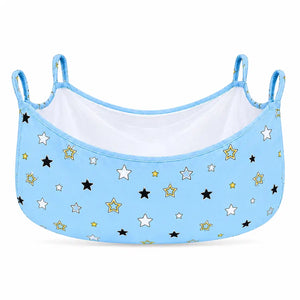 Sky blue star print baby cradle swing cloth with zipper net and four hanging loops