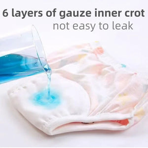 Baby training pants with 6-layer absorbent gauze inner crotch