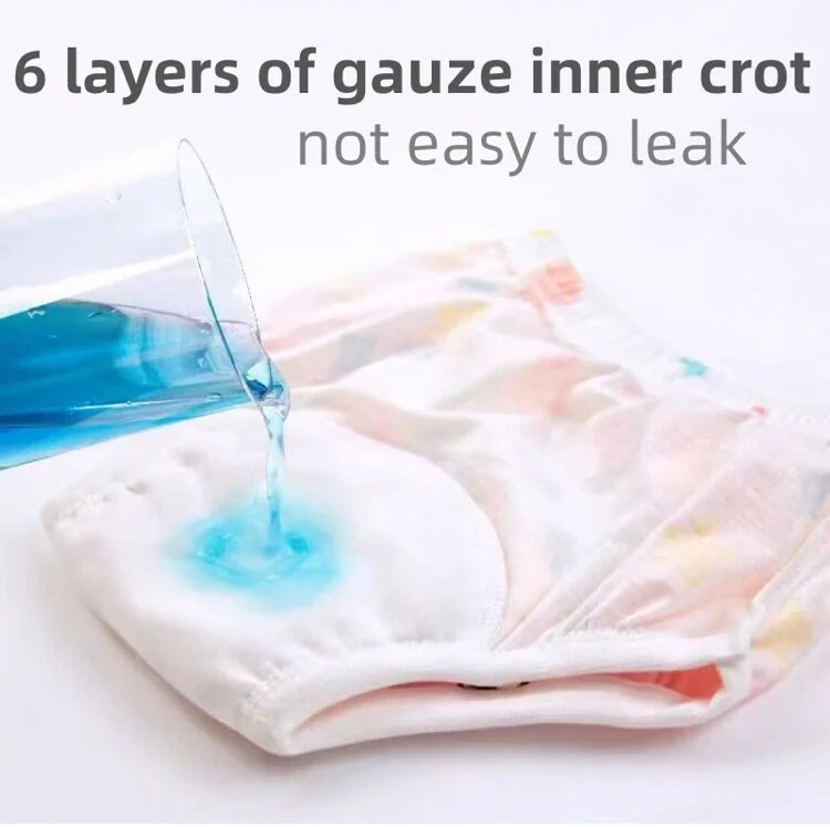 Baby training pants with 6-layer absorbent gauze inner crotch
