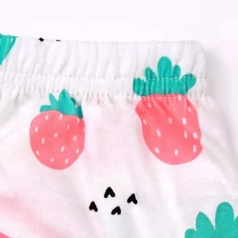 Baby training pants fabric with strawberry print and elastic waistband