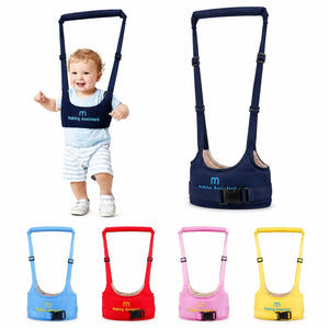 Baby walking assistant harness available in blue red pink and yellow