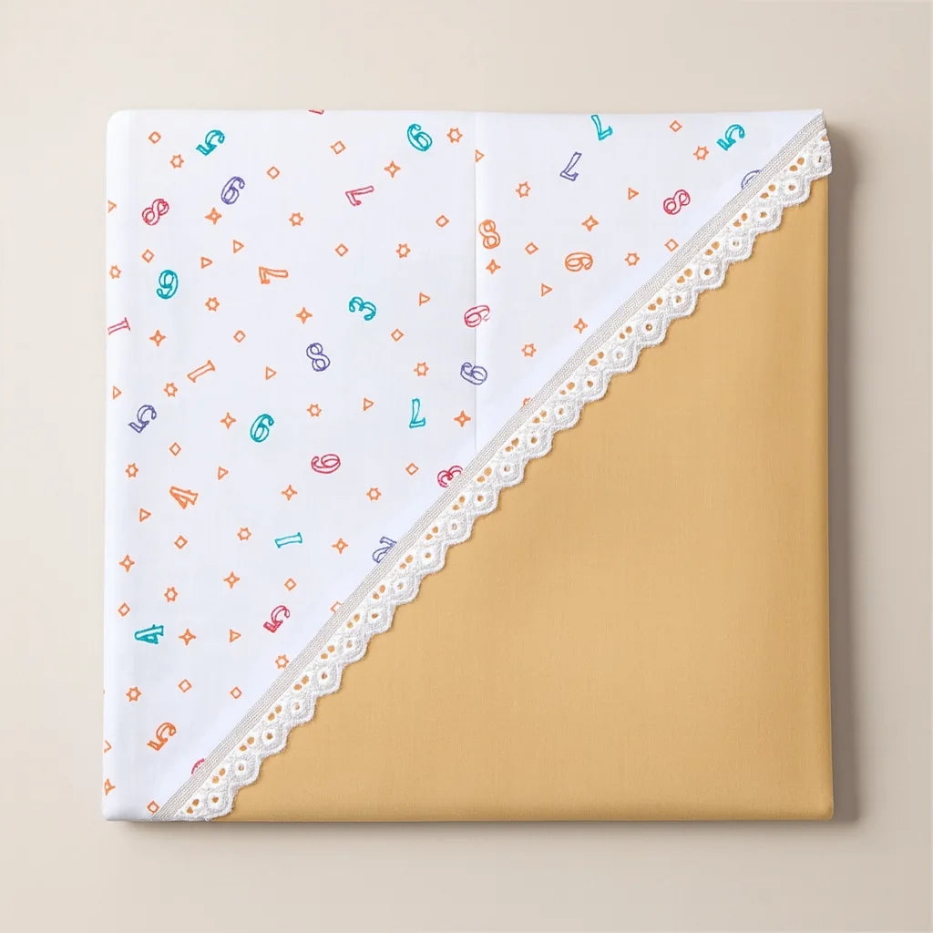 Baby Hooded Wrapping Sheet – Blue with Lace