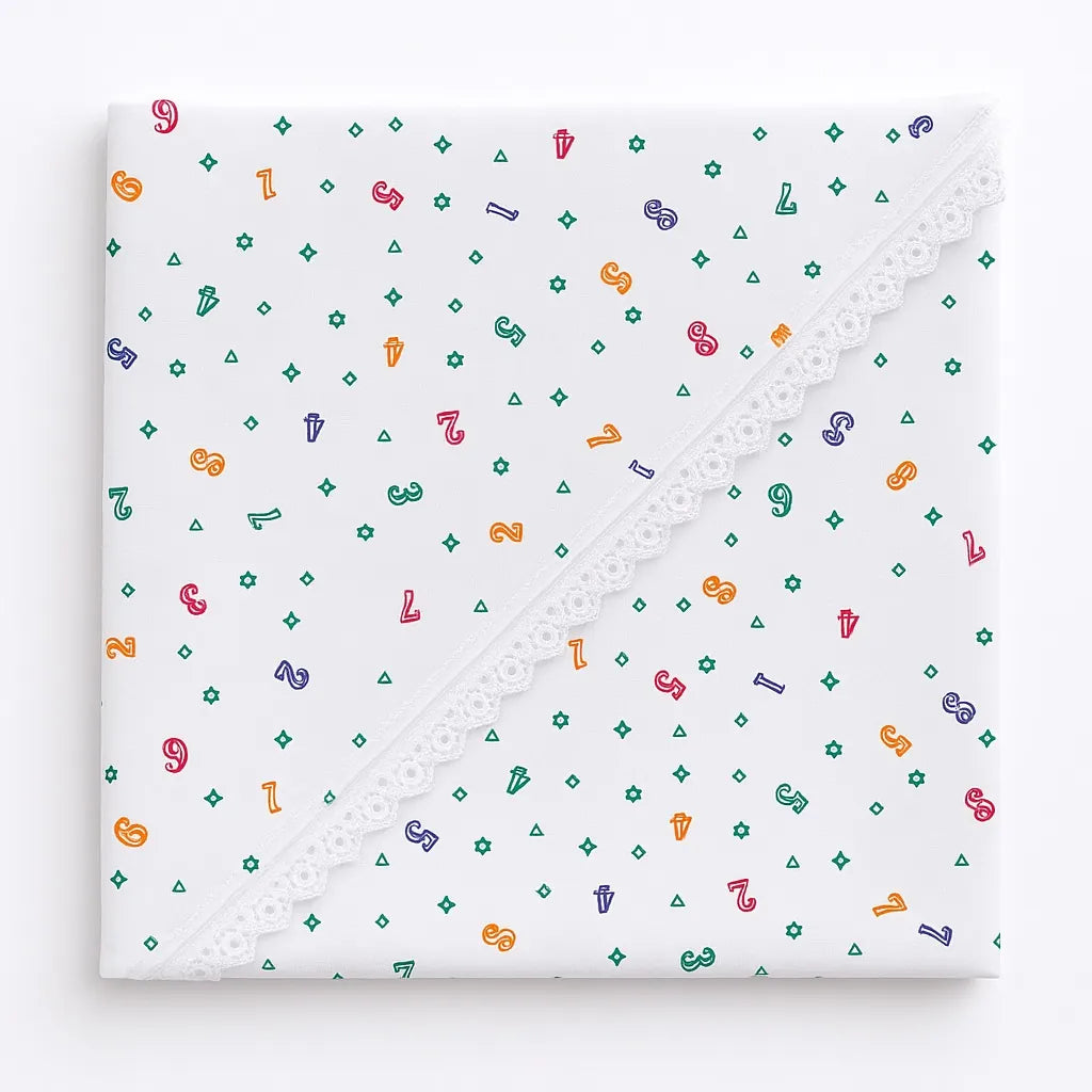 Baby Hooded Wrapping Sheet – White with Lace